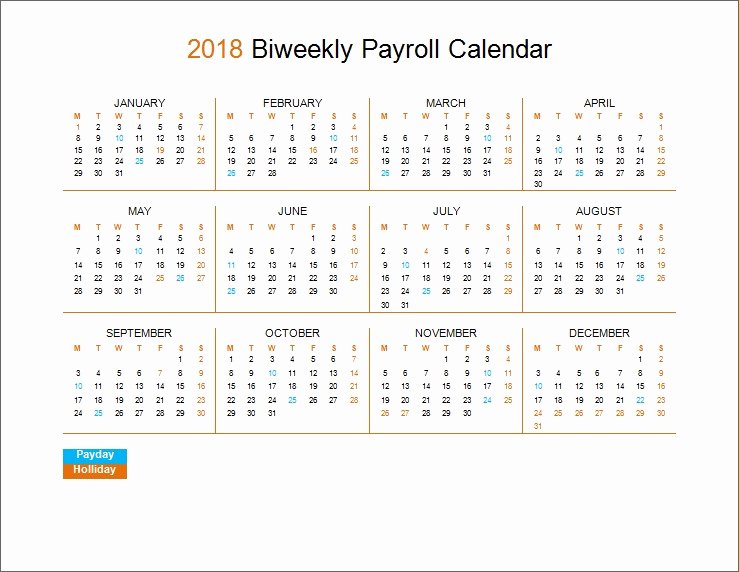 2019 Biweekly Payroll Calendar Template Best Of 2018 Biweekly Payroll Calendar Template