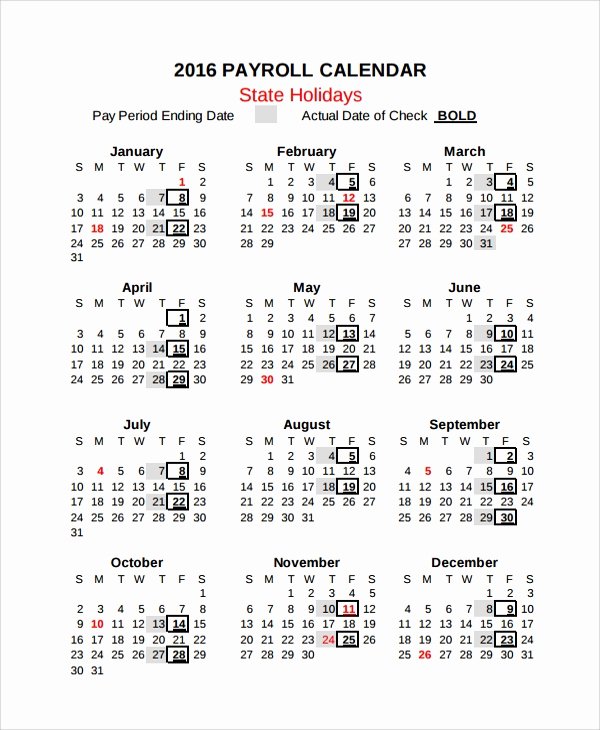 2019 Biweekly Payroll Calendar Template Elegant Sample Payroll Calendar Template 9 Free Documents