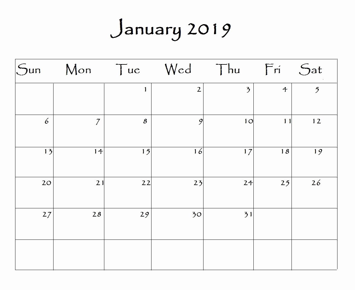 2019 Monthly Calendar Word Best Of 2019 Word Calendar