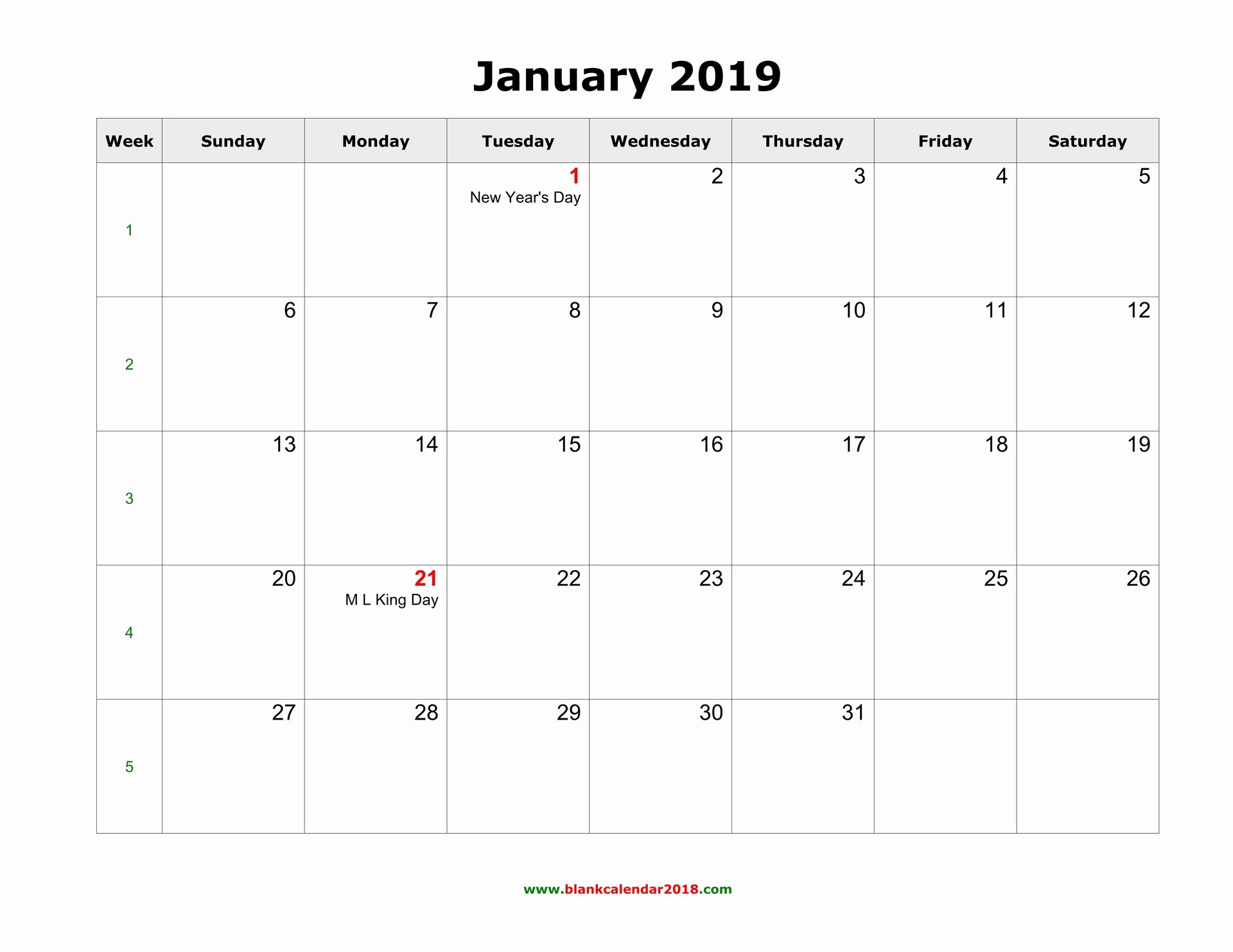 2019 Monthly Calendar Word Luxury Blank Calendar 2019
