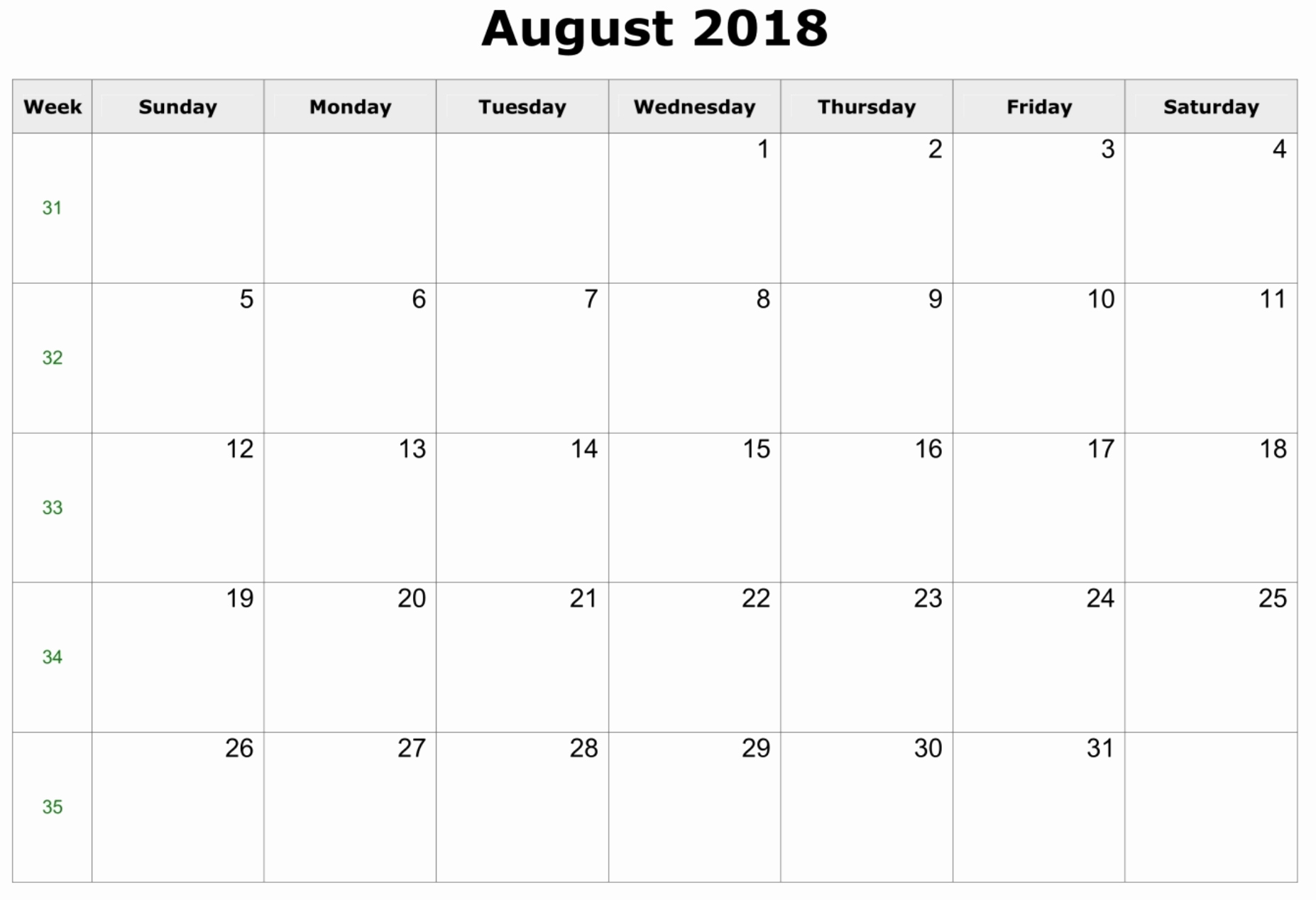 2019 Monthly Calendar Word Unique Blank August 2019 Calendar Printable Templates