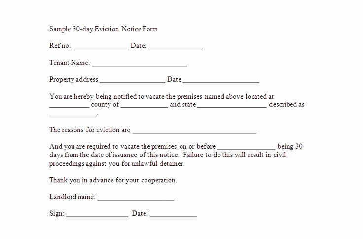 30 Day Eviction Notice form Awesome 30 Day Eviction Notice