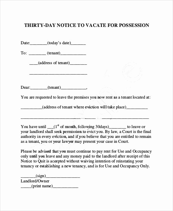 30 Day Eviction Notice form Awesome Sample Of 30 Day Eviction Notice 7 Examples In Word Pdf