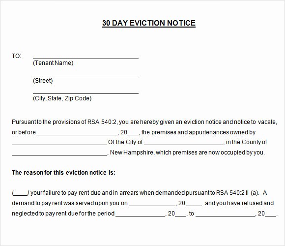 30 Day Eviction Notice form Best Of Sample 30 Day Notice Template 10 Free Documents In Pdf