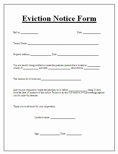 30 Day Eviction Notice form Luxury Eviction Notice Template