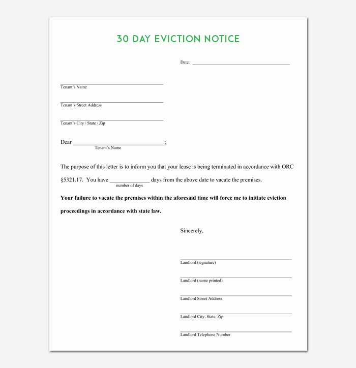 30 Day Eviction Notice Template New Eviction Notice Template 5 Blank Notices for Word Pdf