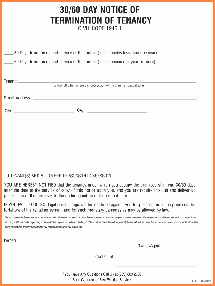 30 Day Eviction Notice Template Unique 6 30 Day Eviction Notice Pdf