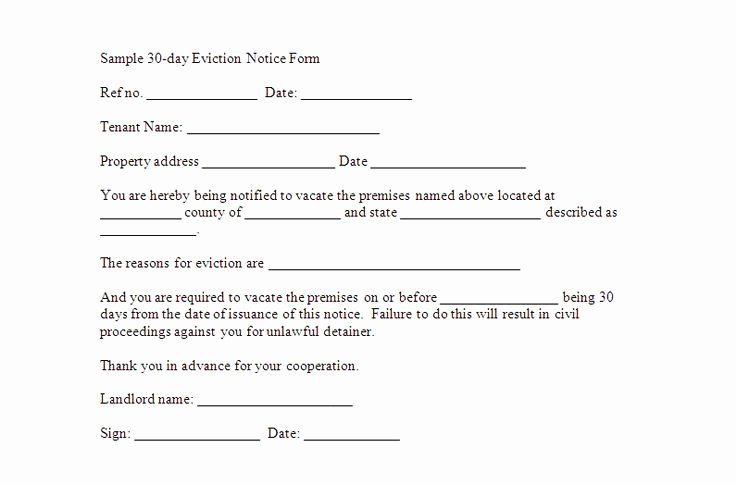 30 Day Notice Template Best Of Printable Sample 30 Day Notice to Vacate Template form