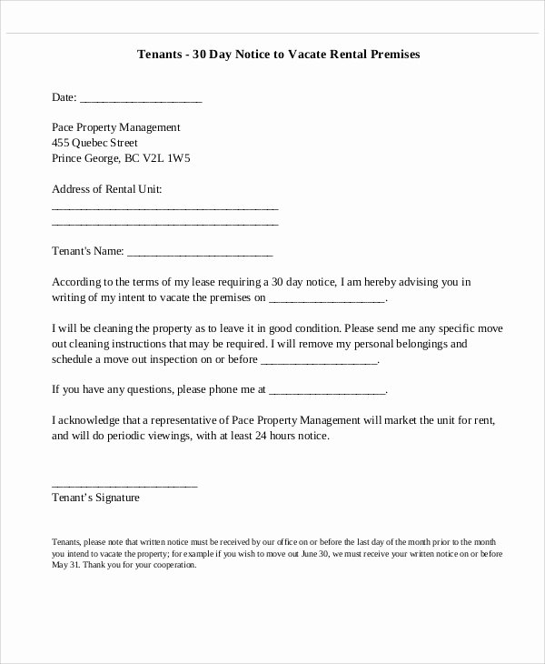 30 Day Notice Template Fresh 13 30 Day Notice Templates Google Docs Ms Word Apple