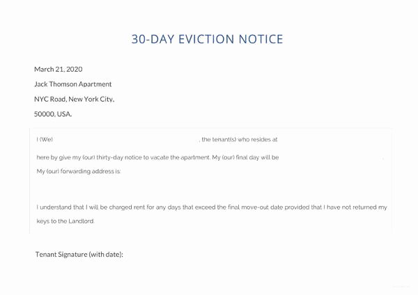 30 Day Notice Template Fresh 37 Eviction Notice Templates Doc Pdf