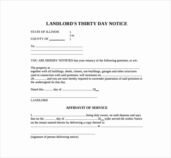 30 Day Notice Template Lovely Sample 30 Day Notice Template 10 Free Documents In Pdf