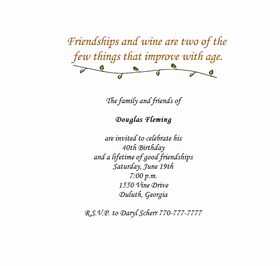 40th Birthday Invitation Wording Fresh Adult S 40th Birthday Invitation 7 Wording