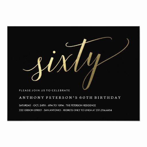 60 Th Birthday Invitation Unique 60th Birthday Invitations formal Faux Gold