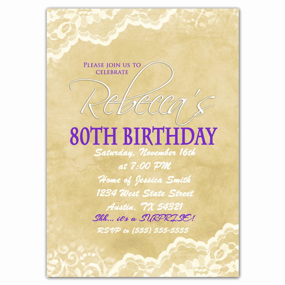 80th Birthday Party Invitations Elegant 80th Birthday Invitation Surprise Party Invite by