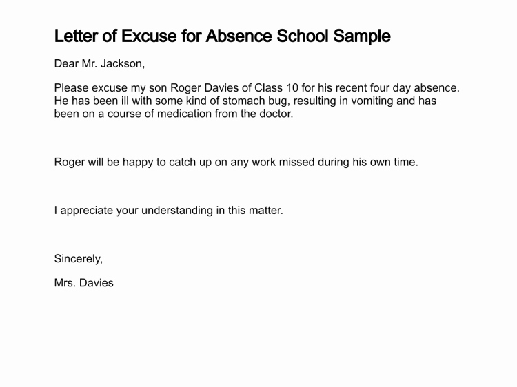 Absent Letter for School Beautiful Letter Of Excuse