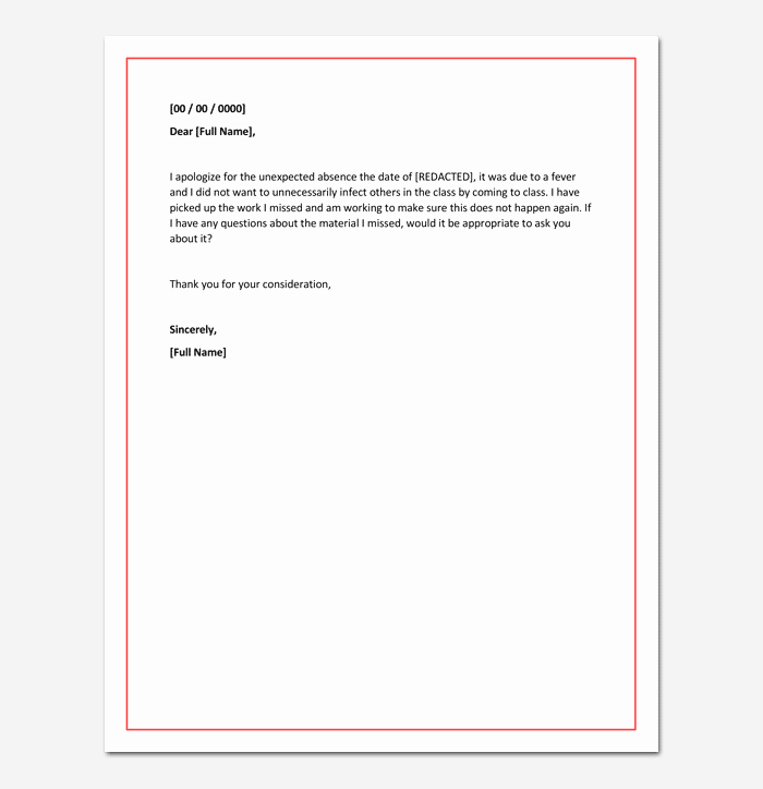 40 Absent Letter For School Desalas Template