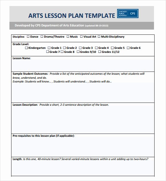 Art Lesson Plan Template Luxury Sample Art Lesson Plan 8 Documents In Pdf Word