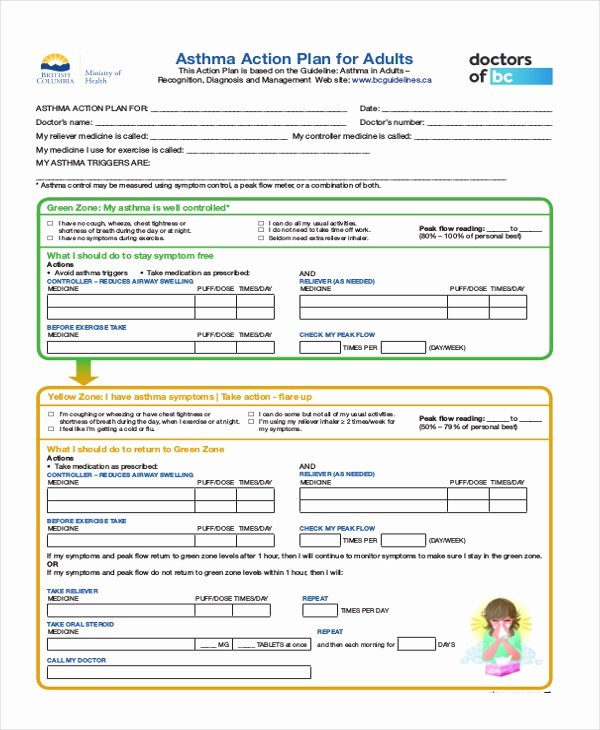 Asthma Action Plan form Beautiful Free 9 Action Plan Sample forms In Word