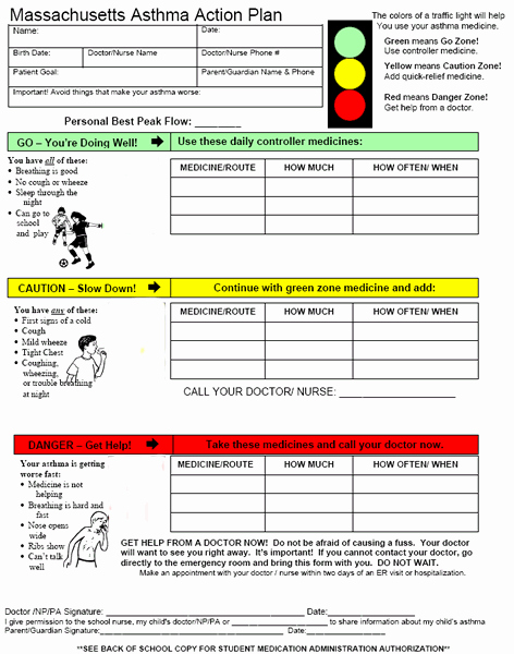 Asthma Action Plan form Inspirational asthma Action Plans