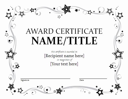 Award Certificate Template Free Awesome Black and White Award Certificate Template Sample with