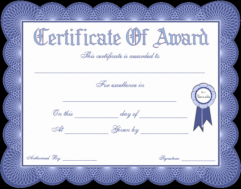 Award Certificate Template Free Best Of Blue theme General Award Certificate Template