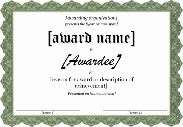 Award Certificate Template Free Lovely Certificate Templates