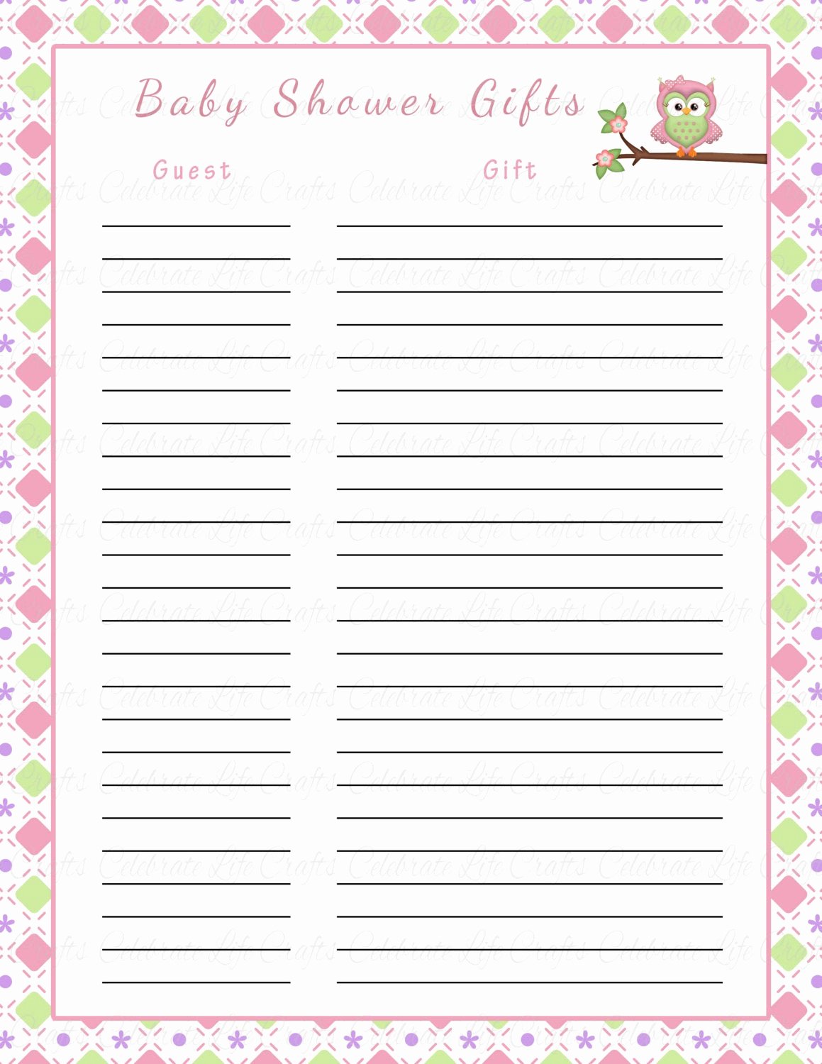 Baby Shower Gift Lists Elegant Baby Shower Gift List Printable Baby by Celebratelifecrafts