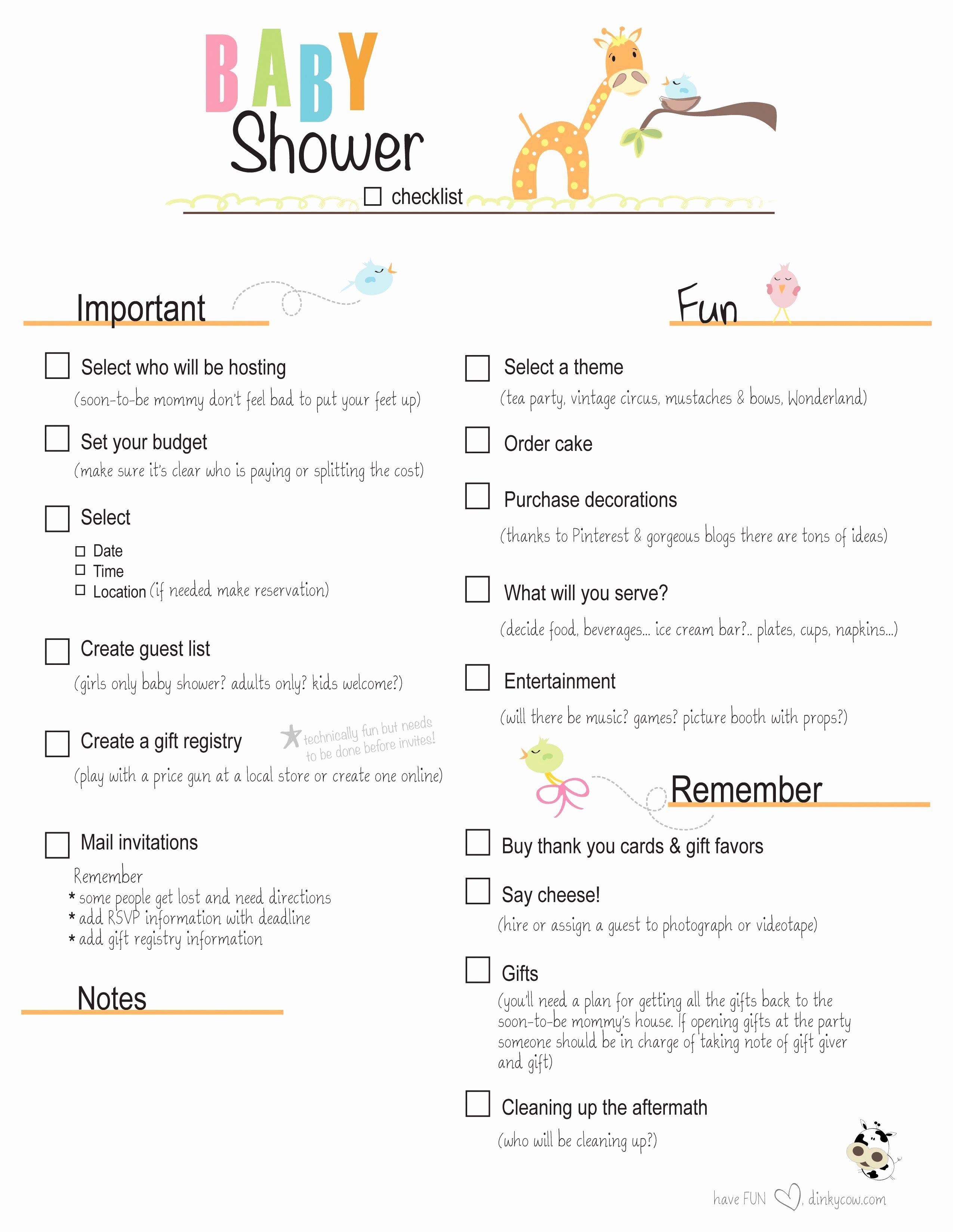 Baby Shower Planning Check List Inspirational Free Printable Baby Shower Checklist