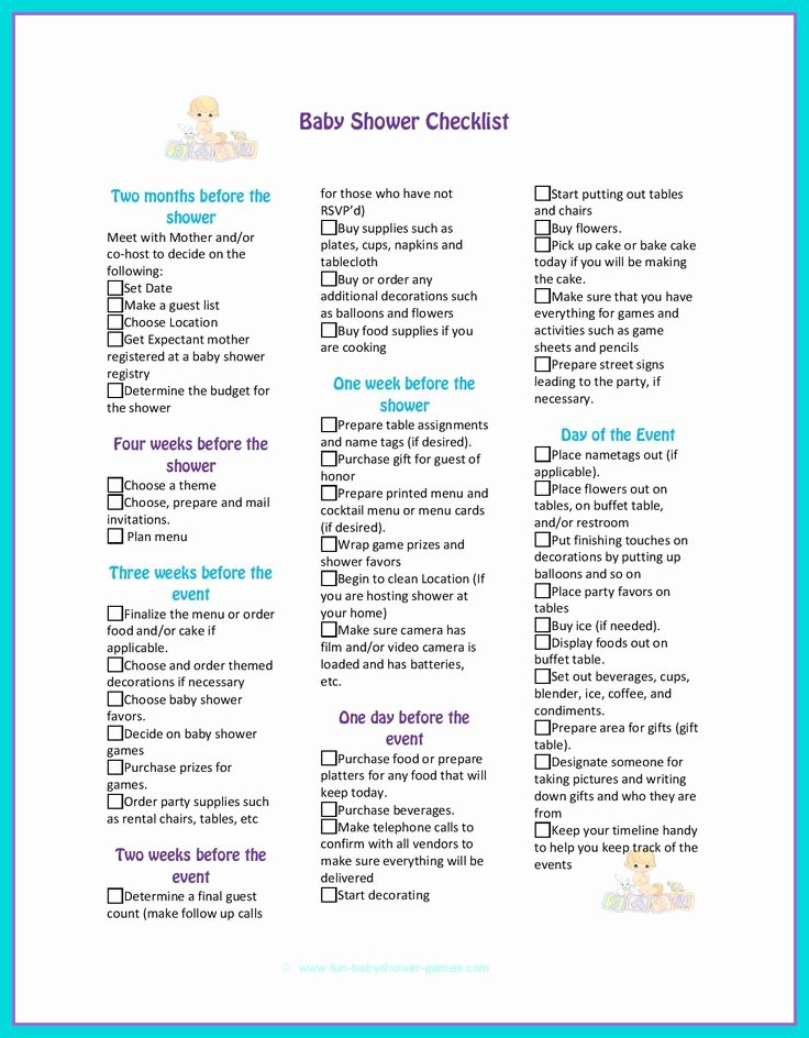 Baby Shower Planning Check List New Baby Shower Checklist to Help Plan the Perfect Baby Shower