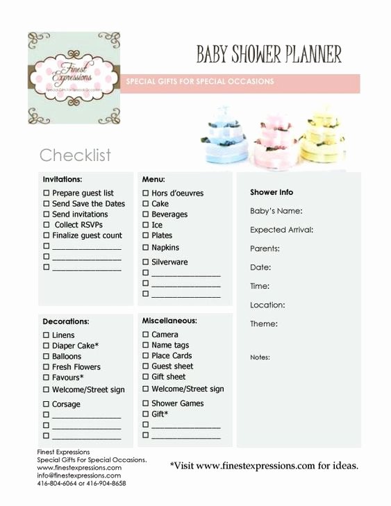 Baby Shower Planning Check List New Baby Shower Planning