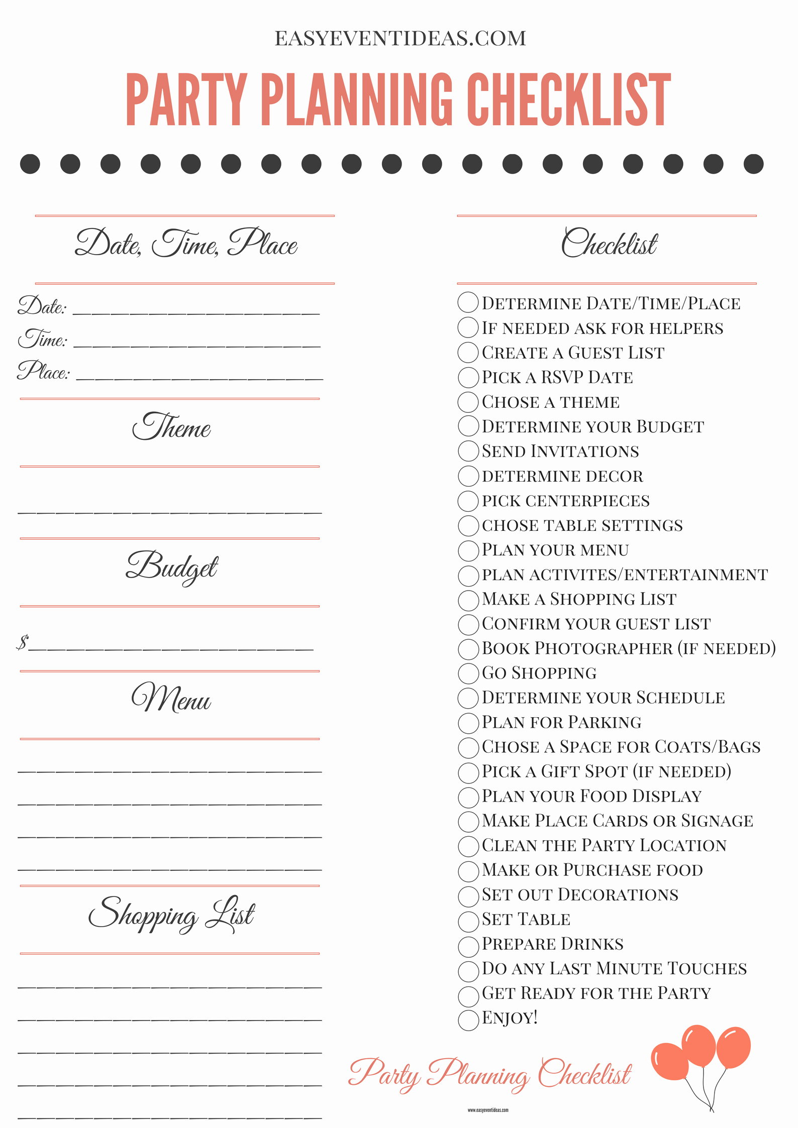 Baby Shower Planning Checklist Awesome Printable Party Planning Checklist – Easy event Ideas