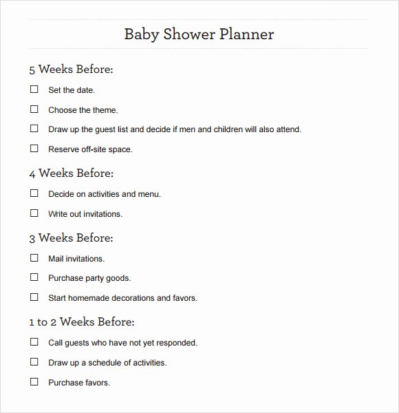 Baby Shower Planning Checklist Awesome Sample Baby Shower Checklist 10 Documents In Word Pdf