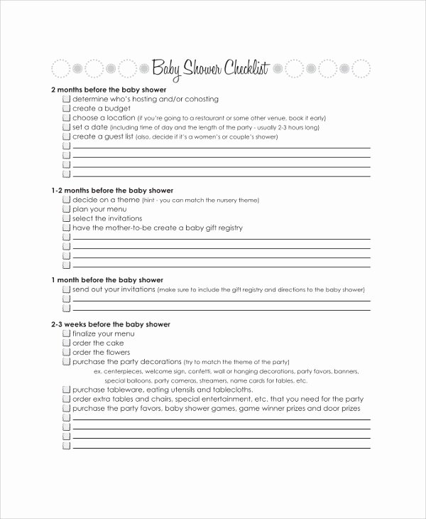 Baby Shower Planning Checklist Beautiful Sample Baby Shower Checklist 6 Examples In Pdf Excel