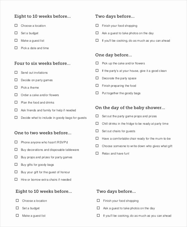 Baby Shower Planning Checklist Best Of Printable Baby Shower Planner Template 8 Free Pdf
