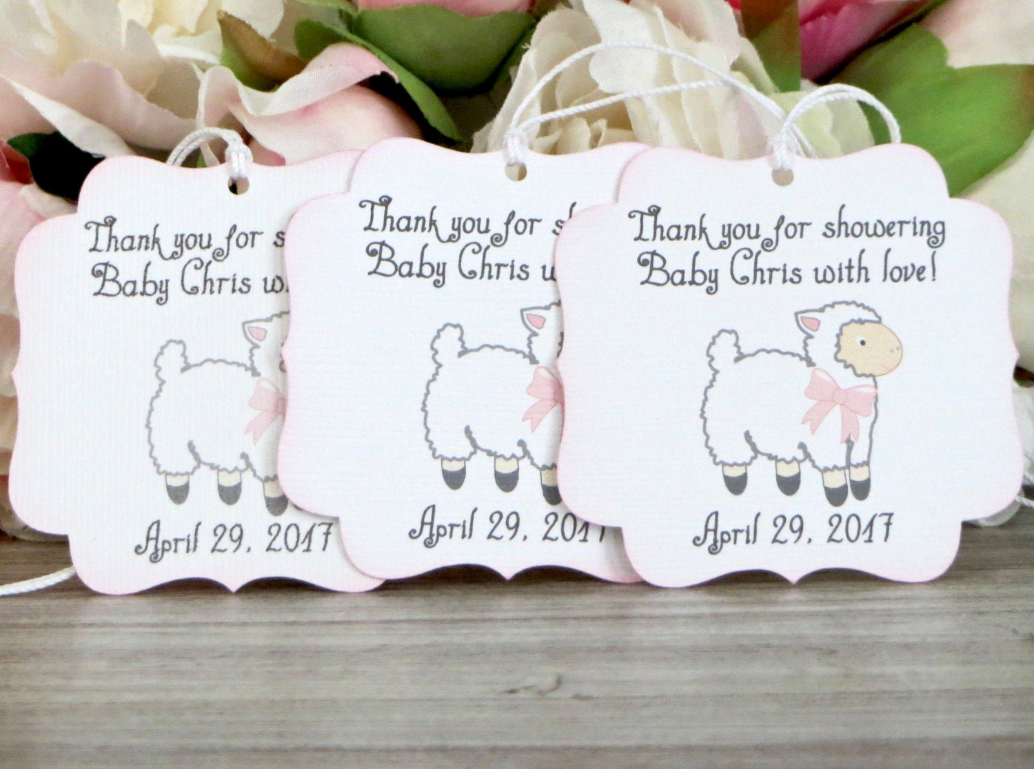 Baby Shower Thank You Tags Elegant Lamb Baby Shower Favor Tags Girl Baby Shower Thank You Tags