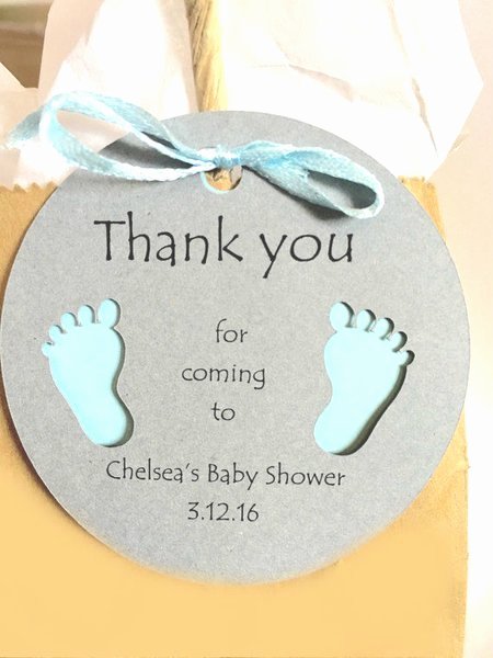 Baby Shower Thank You Tags New Round Gift Tags with Baby Feet Thank You for Ing