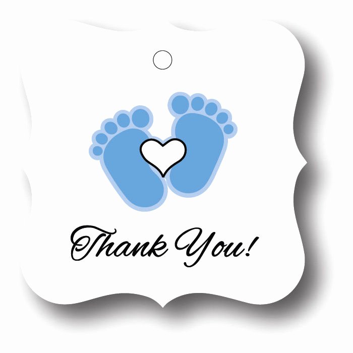 Baby Shower Thank You Tags Unique 24 Blue Baby Boy Feet with Heart Thank You Baby Shower