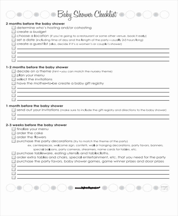 Baby Shower to Do List Best Of Baby Shower to Do List Templates 4 Free Word Pdf format