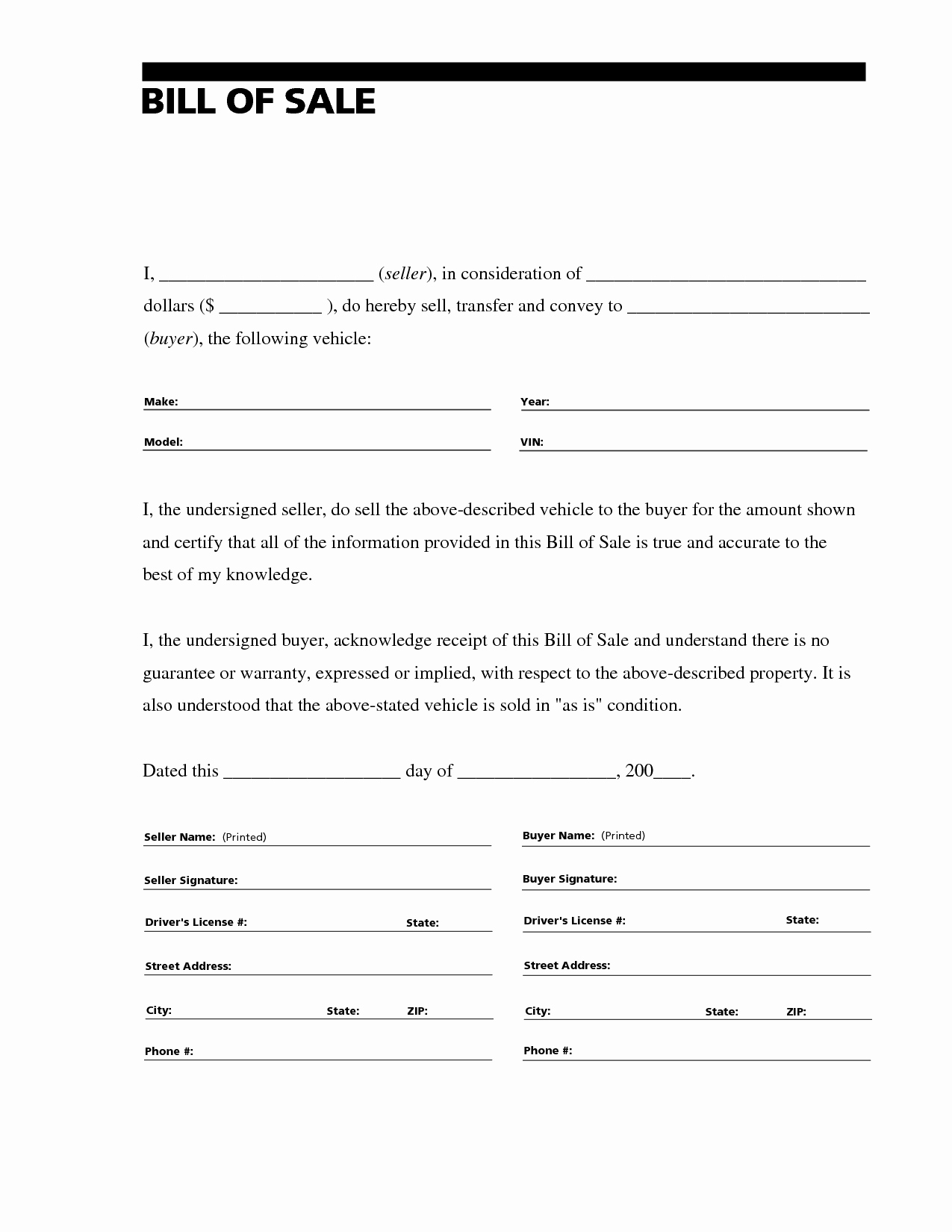 Basic Bill Of Sale Awesome Free Printable Bill Of Sale for Rv form Generic