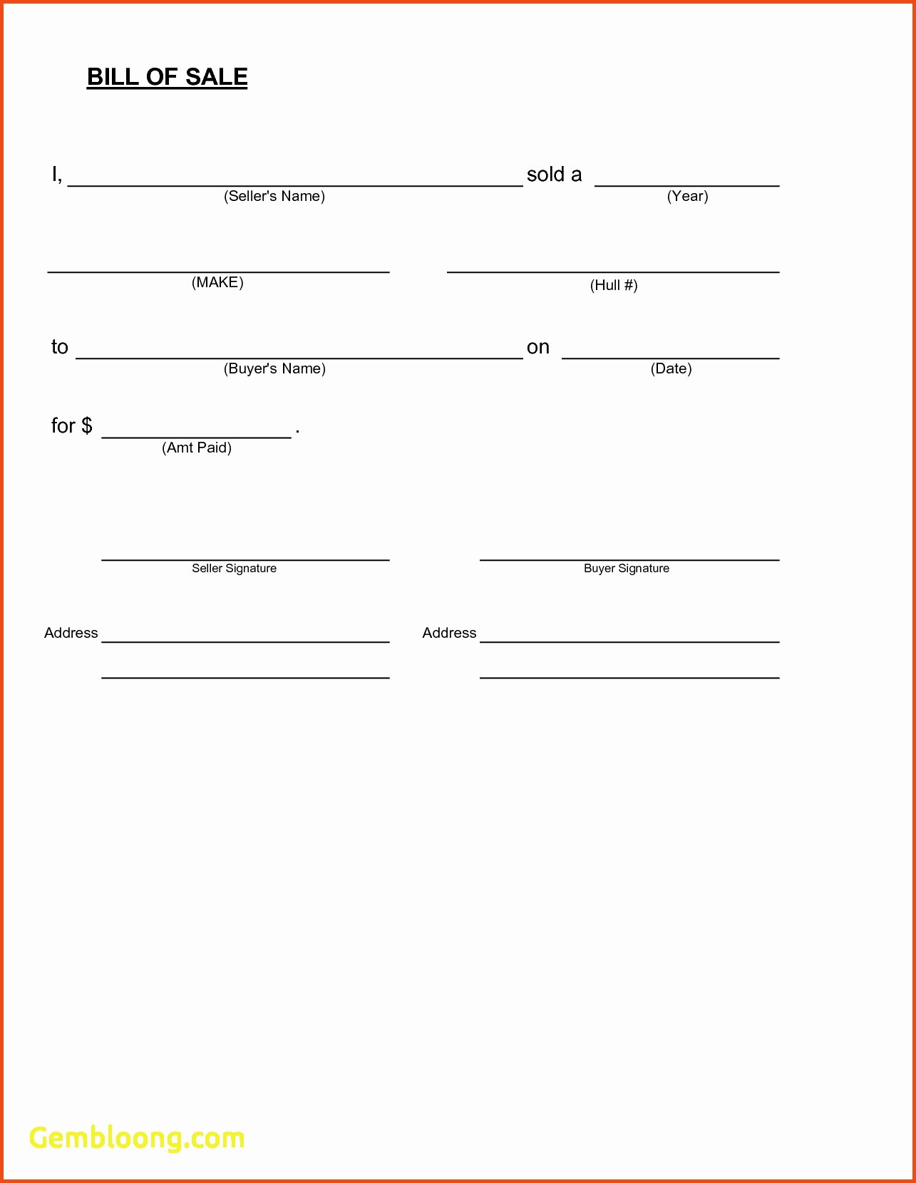 Basic Bill Of Sale Lovely Free Printable Vehicle Bill Sale form