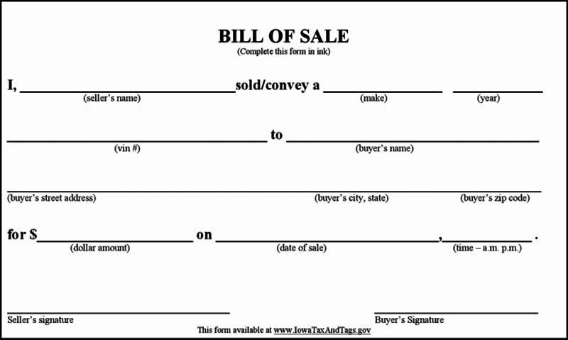 Basic Bill Of Sale New Bill Of Sale form Template