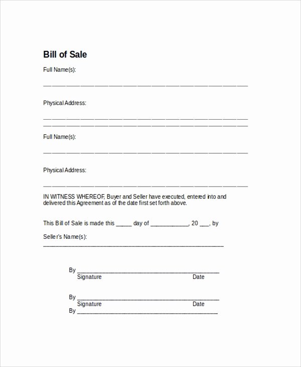 Basic Bill Of Sale Unique Sample Bill Of Sale form 9 Examples In Pdf Word