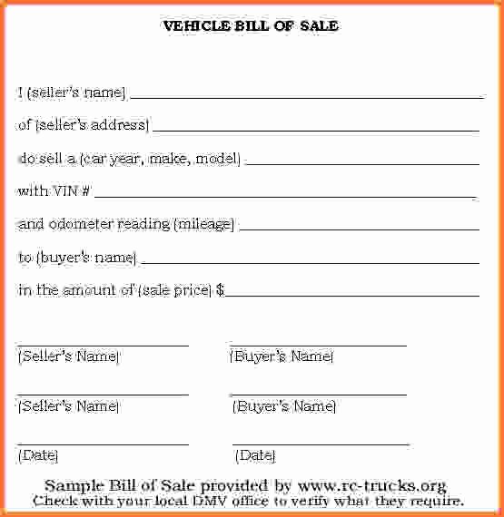 Basic Bill Of Sale Unique Simple Bill Sale for Car