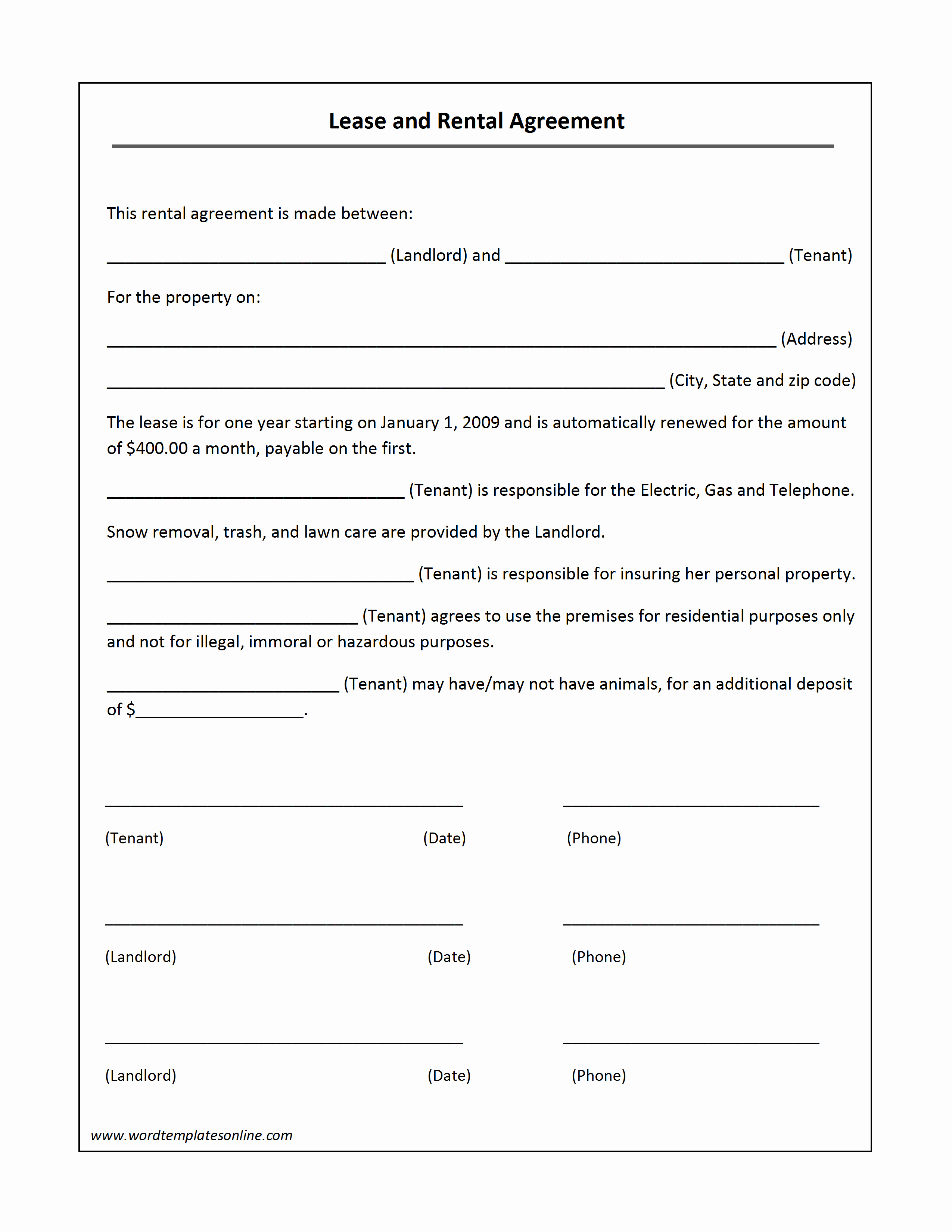 Basic Lease Agreement Template Inspirational Lease Agreement Template