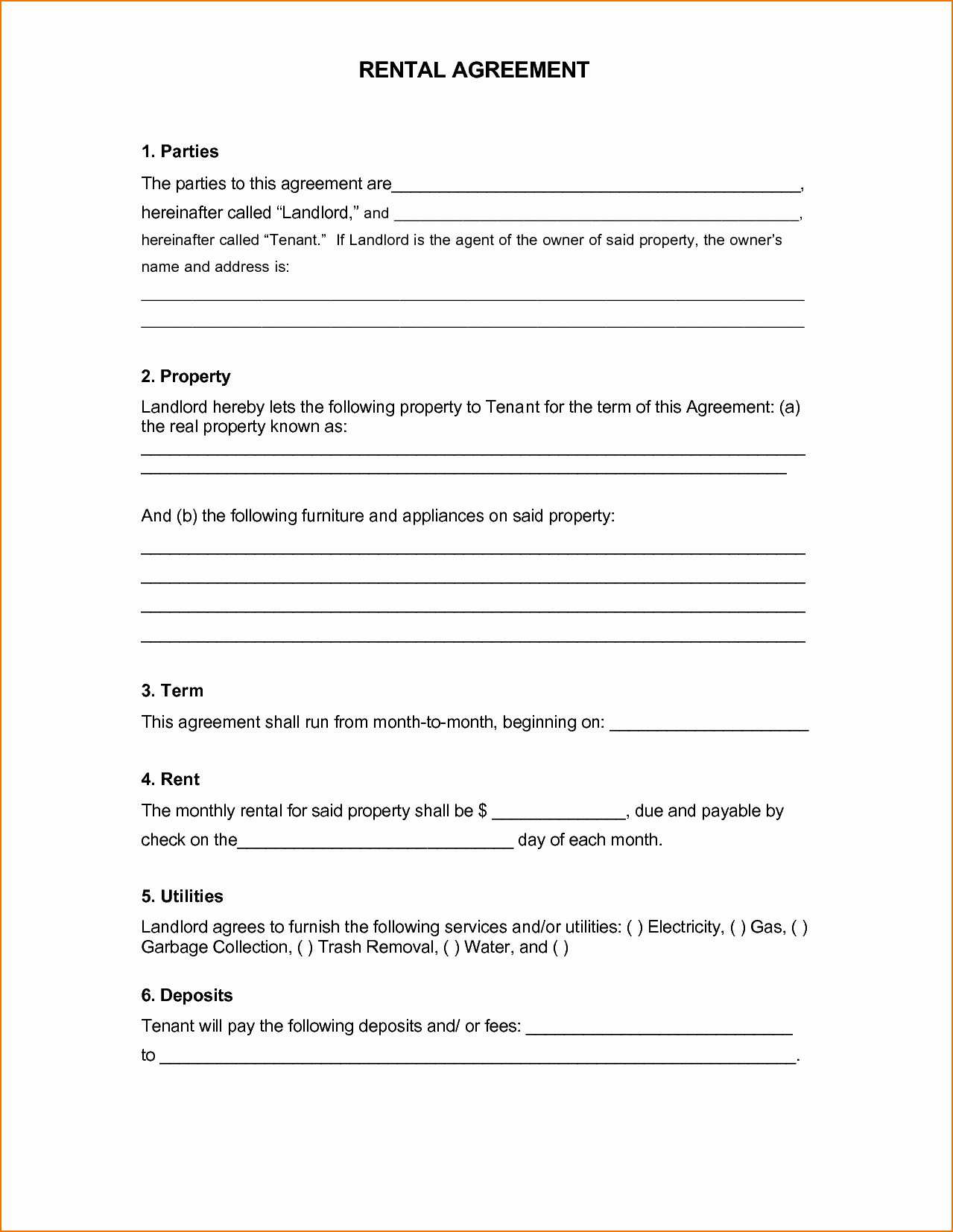 Basic Lease Agreement Template New Basic Rental Agreement Fillable