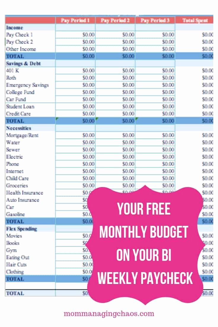 Bi Weekly Budget Template Inspirational How to Bud Biweekly Pay Paying Monthly Bills