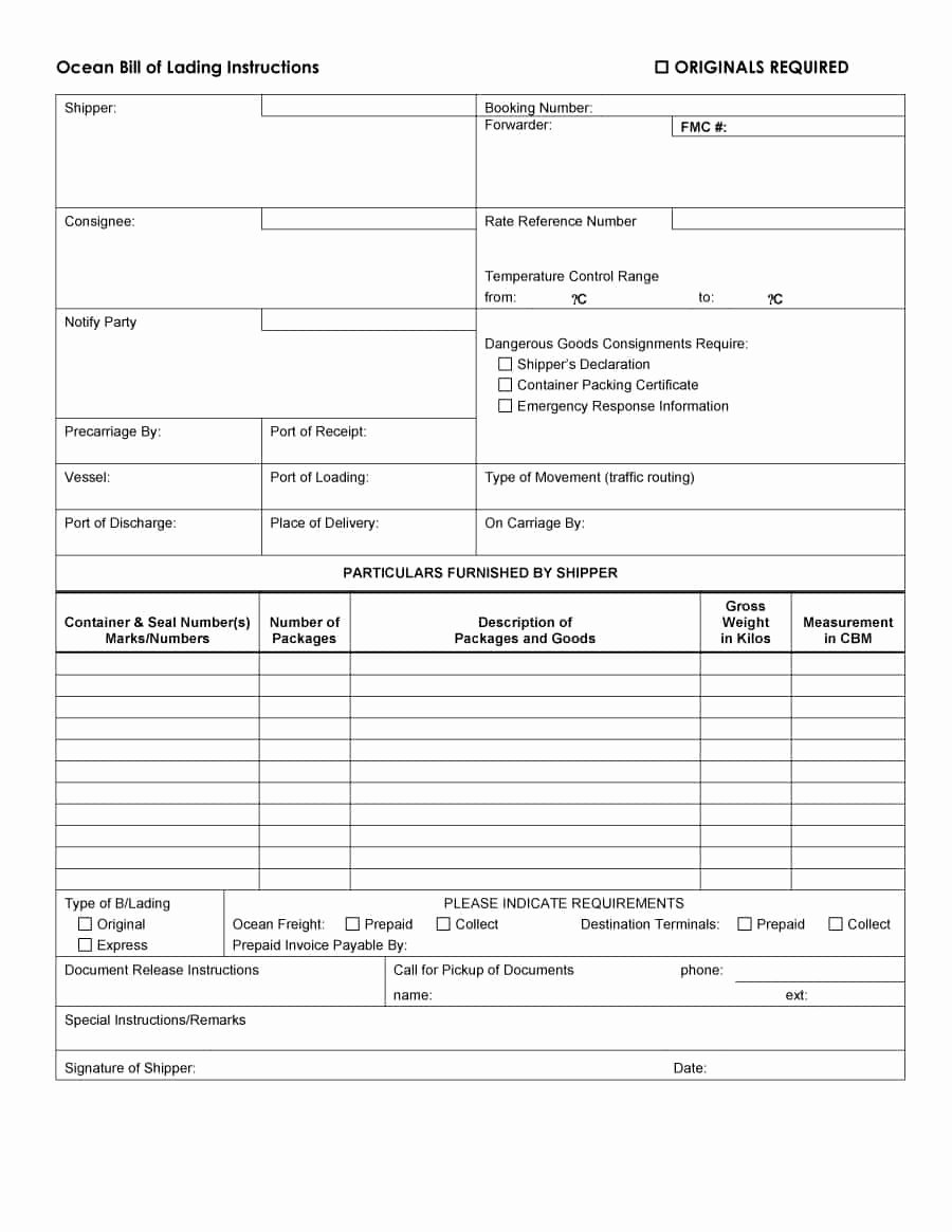 Bill Of Lading Sample Elegant 40 Free Bill Of Lading forms &amp; Templates Template Lab