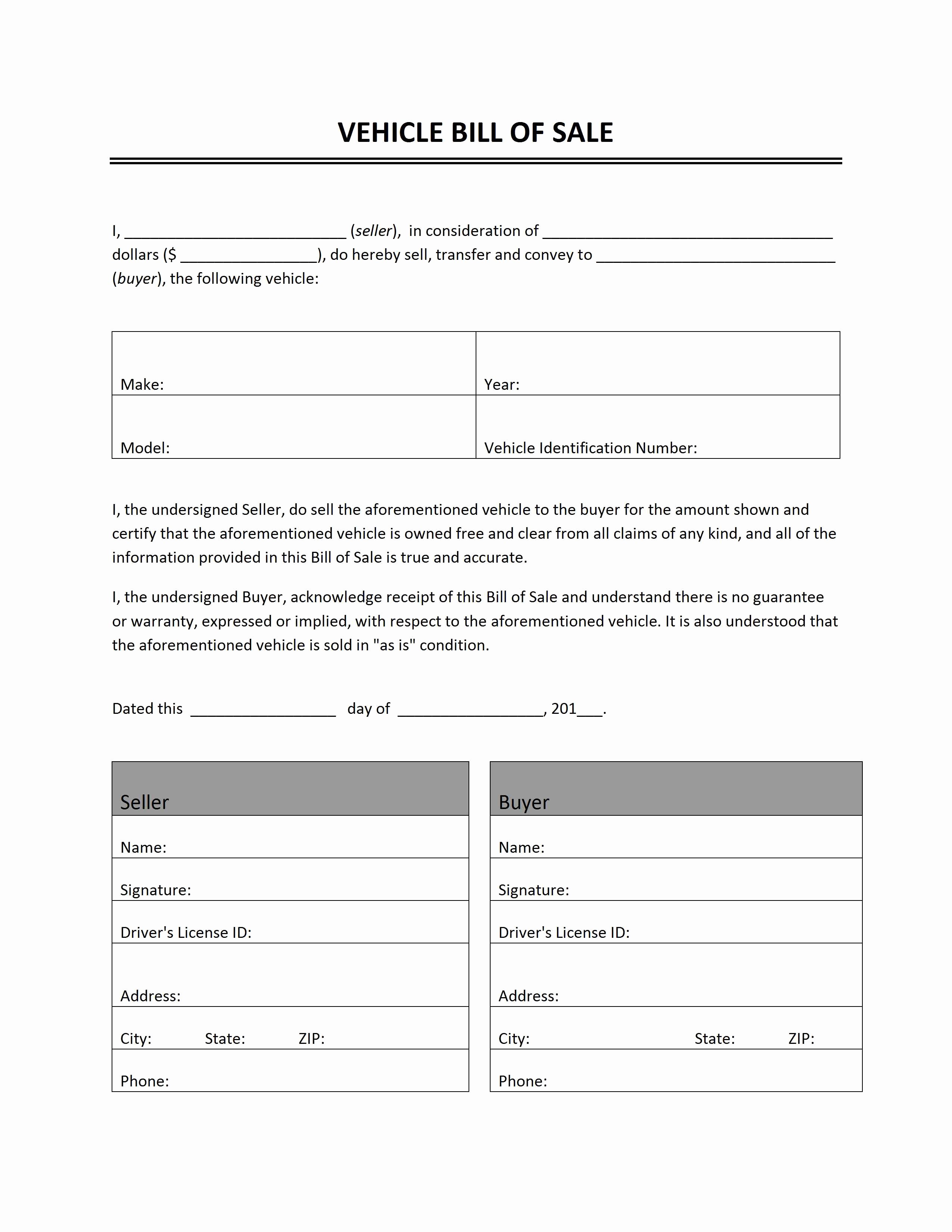 Bill Of Sale Free Best Of Free Printable Auto Bill Of Sale form Generic