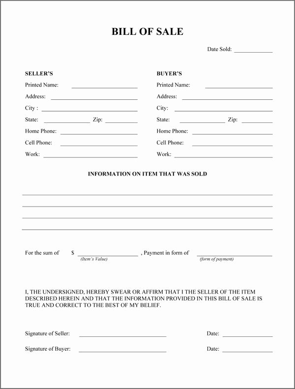 Bill Of Sale Trailer Best Of Free Printable Rv Bill Of Sale form form Generic