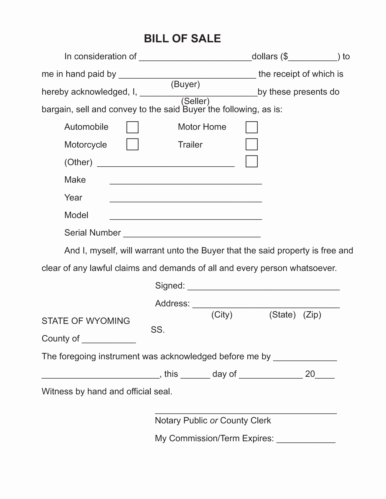 Bill Of Sale Trailer Lovely Free Printable Bill Of Sale Camper form Generic